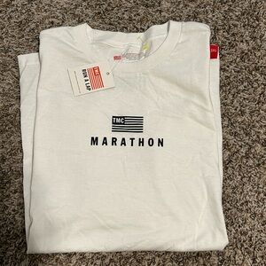 The Marathon Clothing MODERN STACK T-SHIRT - WHITE/BLACK NWT